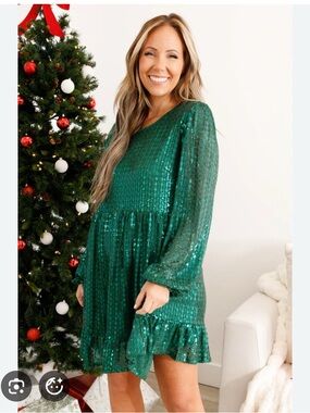 Chic Soul green Long Sleeve Dress